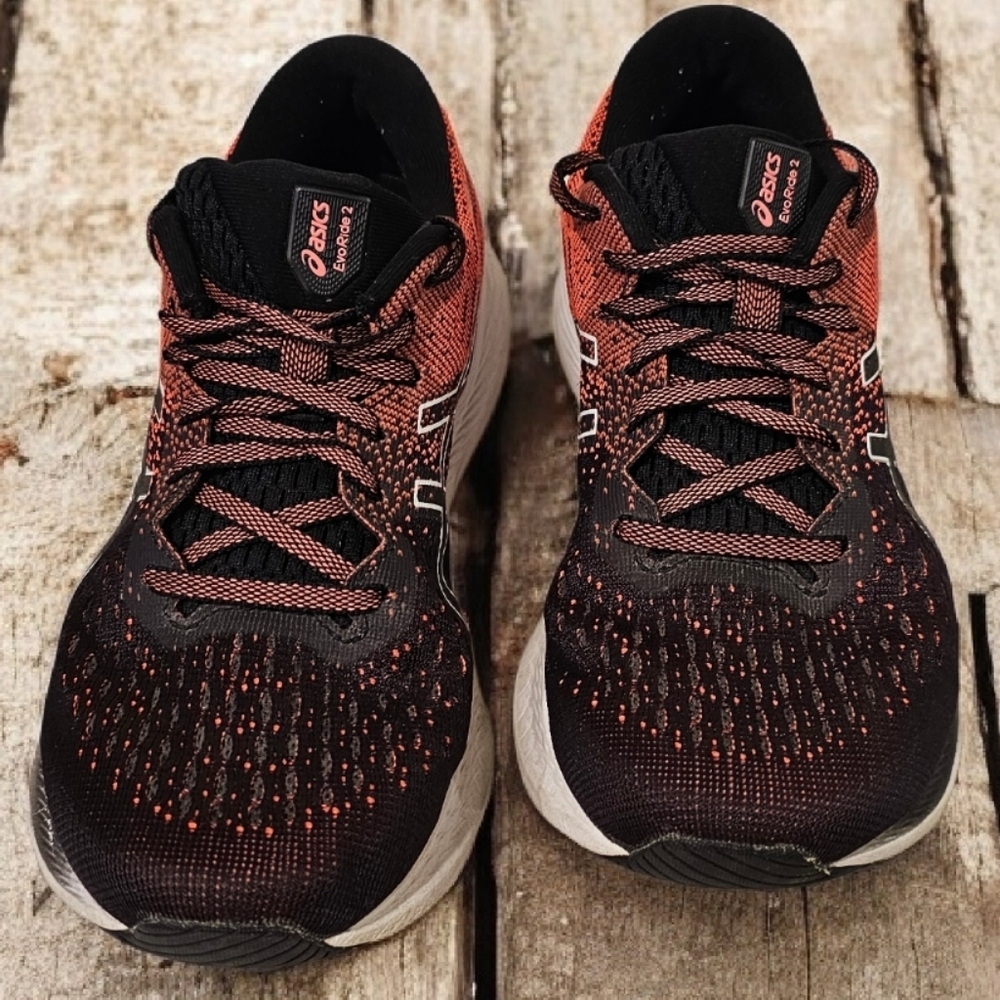 ASICS EvoRide 2 Black and Orange/Peach/Pink Color Women's Athletic Shoes--8